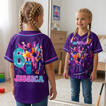 Fantasy Pop Warriors Neon Music - Personalized Baseball Jersey - Gift For Kids - image 2