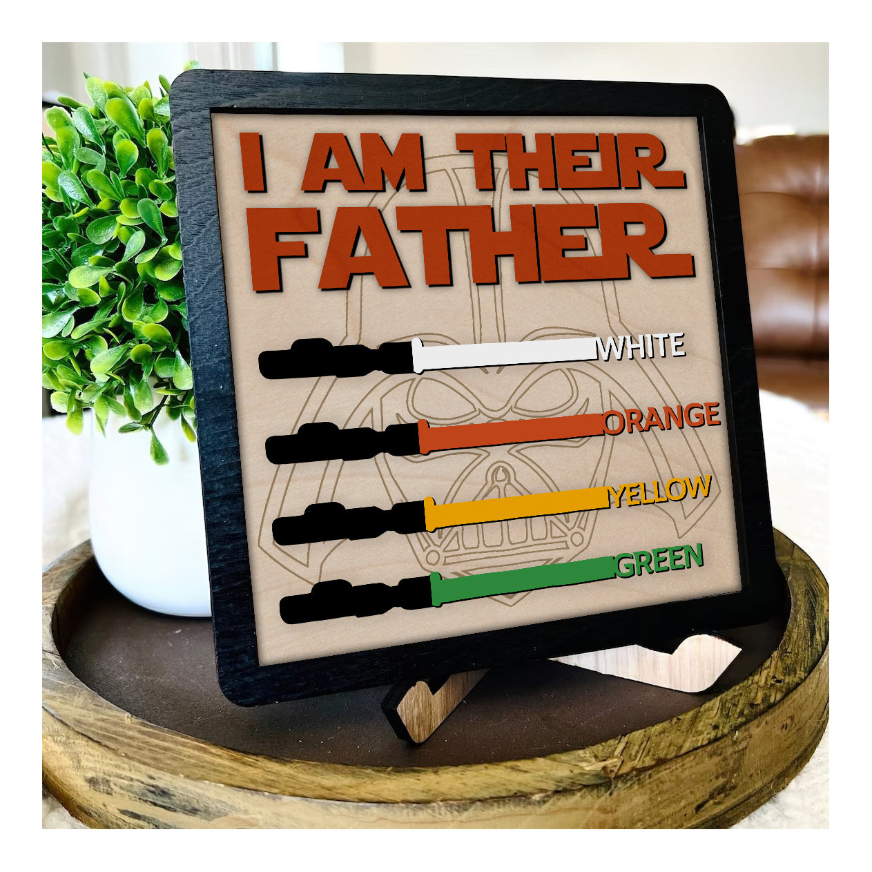 litzzy Unique Lightsaber Gift for Dad: I Am Their Father Sign, Father's Day Gift 2023, Father Wooden Handmade Sign Custom Wooden Sign   