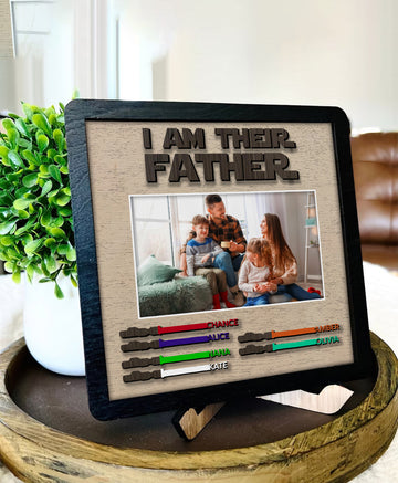 litzzy Unique Lightsaber Gift for Dad With Photo Upload: I Am Their Father Sign, Father's Day Gift 2023, Father Wooden Handmade Sign Custom Wooden Sign   
