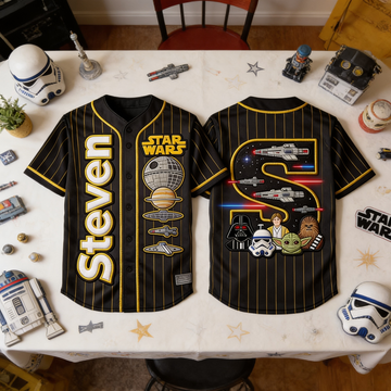 Stwa Galaxy Star The Force Alphabet Letter - Personalized Baseball Jersey For Kid, Youth, Adult - Gift For Movie Fans NL122