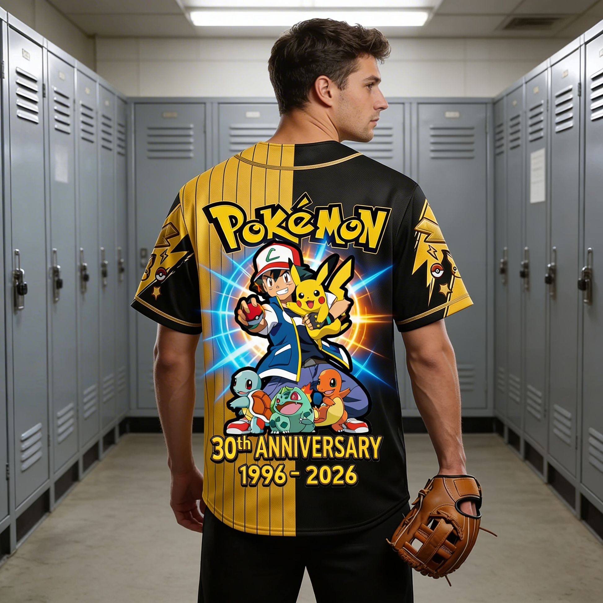 PoMo Celebrate 30 Years Of Catching Them All - Personalized Baseball Jersey For Adult, Kid, Toddler - Anniversary Gift For Movie Fans BA01