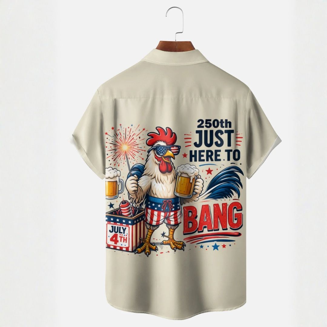 Funny 250th Anniversary Rooster Just Here To Bang Patriotic Chicken Beer - Personalized Hawaiian Shirt - Gift For Dad, Patriots - image 6