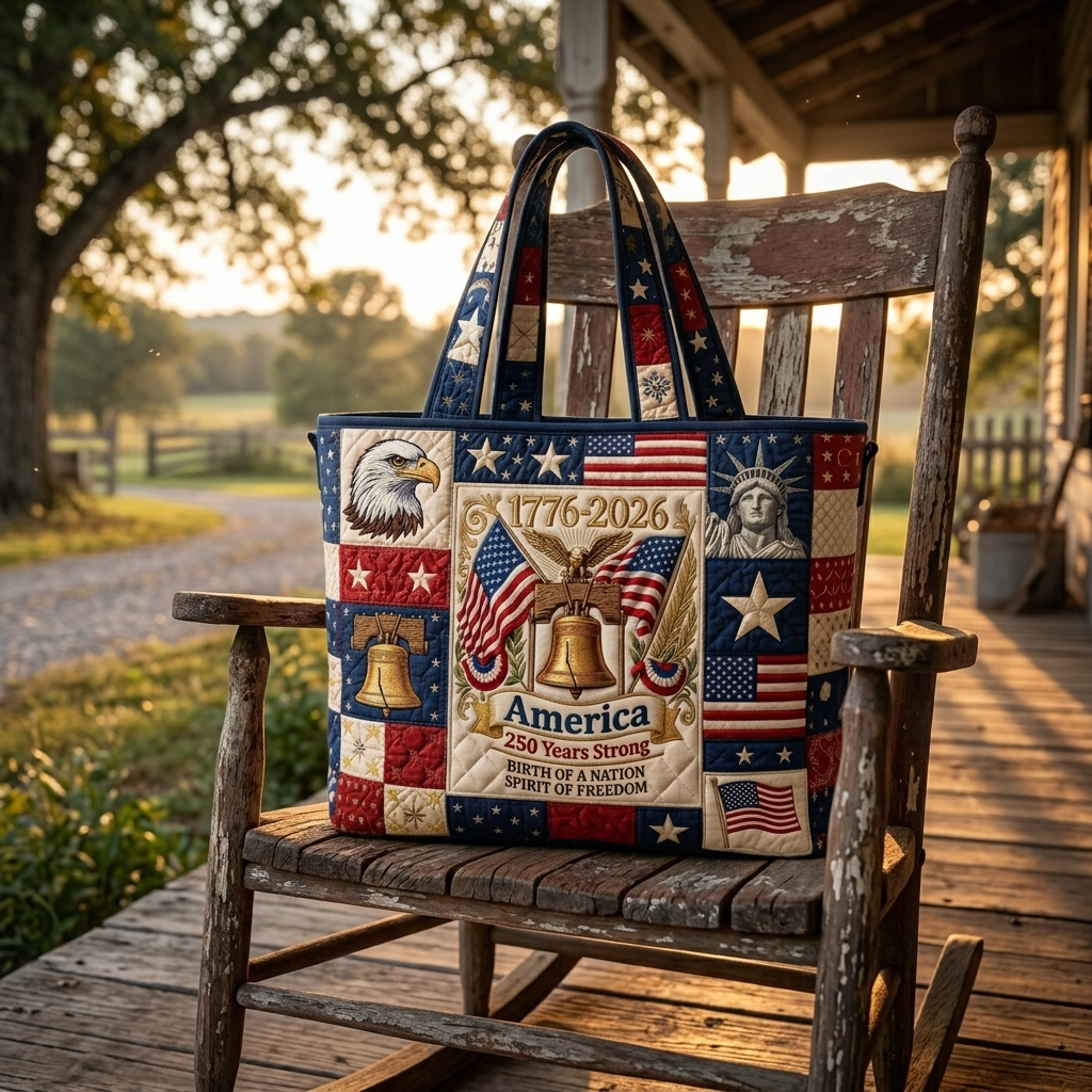 America 250 Years Strong 1776-2026 - Quilted Tote Bag - Patriotic Gift For Her - image 2