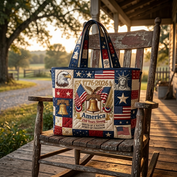America 250 Years Strong 1776-2026 - Quilted Tote Bag - Patriotic Gift For Her - image 2