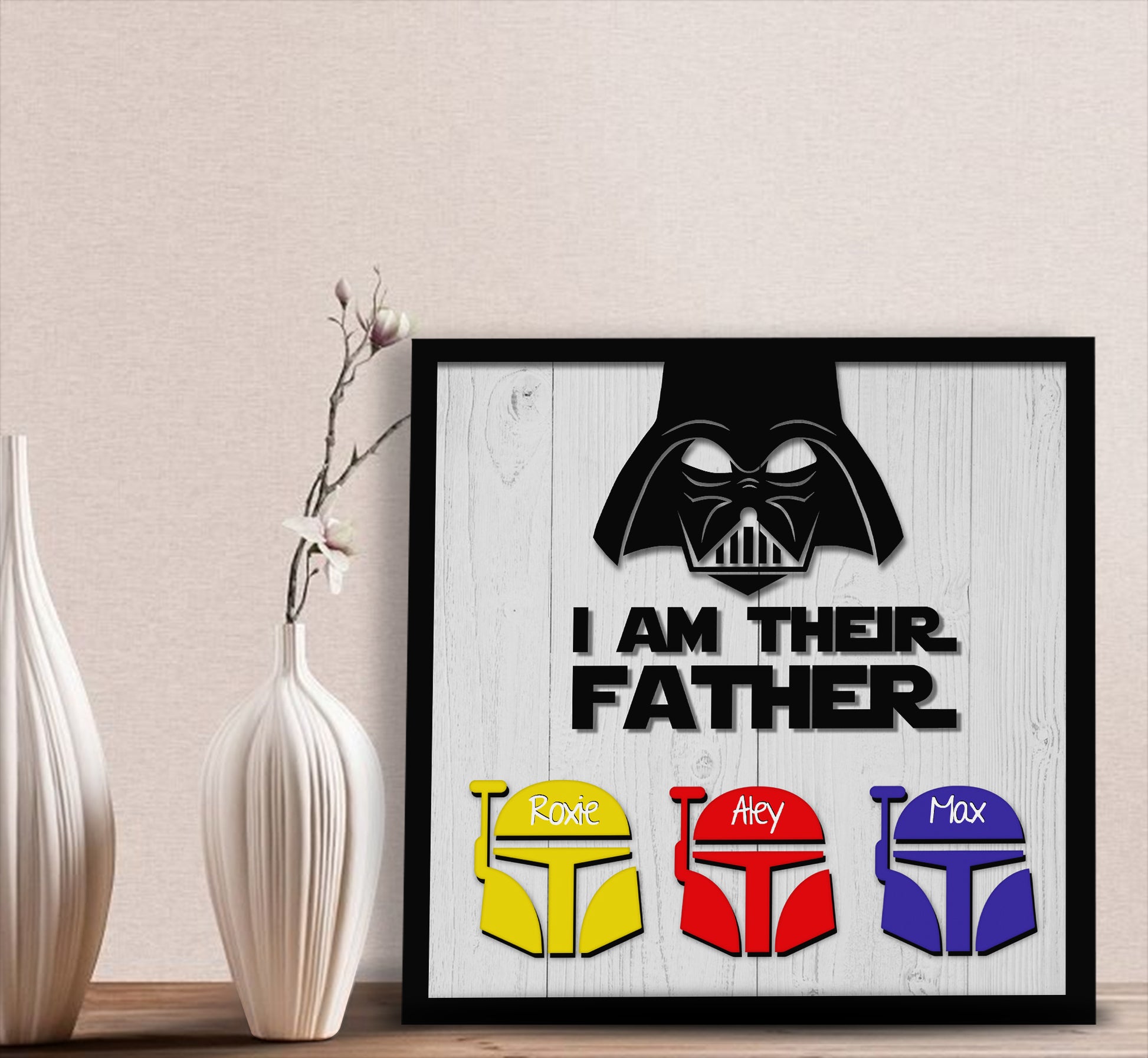 litzzy Personalized Lightsaber Gift I Am Their Father Sign, Fathers Day Gift, Dad Gift, Gift For father's day Version 2 Custom Wooden Sign   