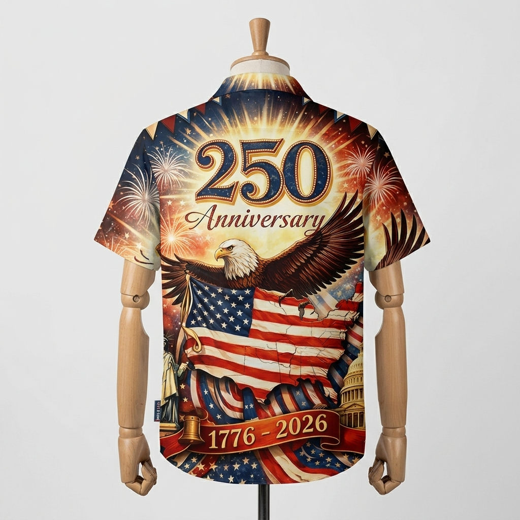US 250th Anniversary 1776 2026 Map Flag Eagle Fireworks - Hawaiian Shirt - Patriotic Gift For Dad - image 6