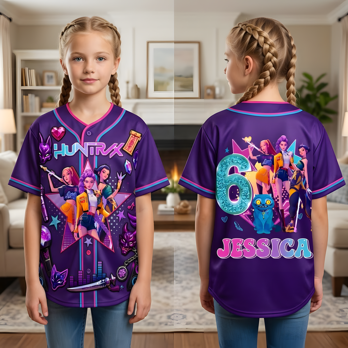 Fantasy Pop Warriors Neon Music - Personalized Baseball Jersey - Gift For Kids
