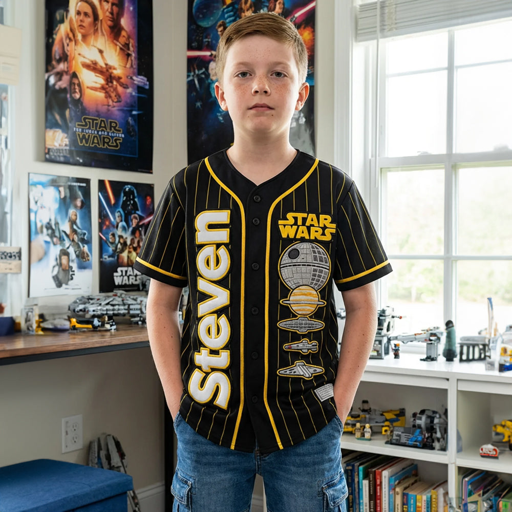 Stwa Galaxy Star The Force Alphabet Letter - Personalized Baseball Jersey For Kid, Youth, Adult - Gift For Movie Fans NL122