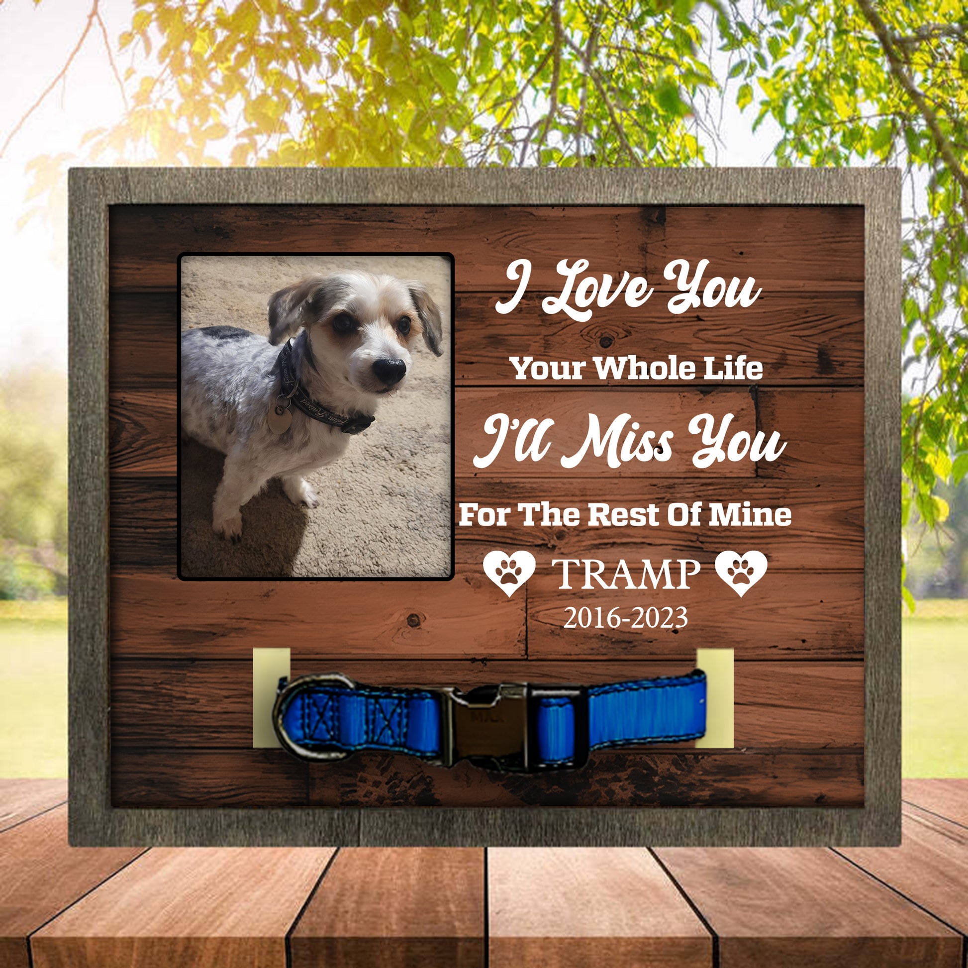 litzzy Litzzy Pet Memorial Collar Sign, Pet Loss Gift, Custom Standing Frame, Personalized Heartfelt Gift, Dog Bereavement, Cat Bereavement Pet Picture Frame Style 4: 10.6x8.7  