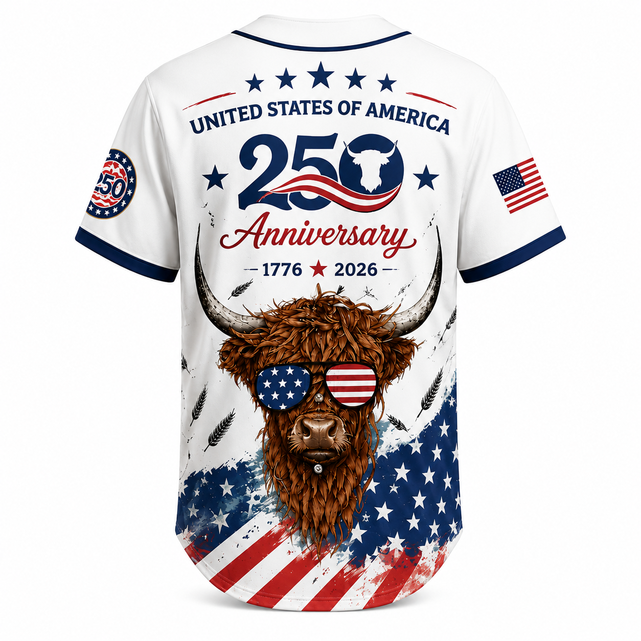USA 250 Anniversary Highland Cow - Personalized Baseball Jersey - Gift For Patriots - image 7