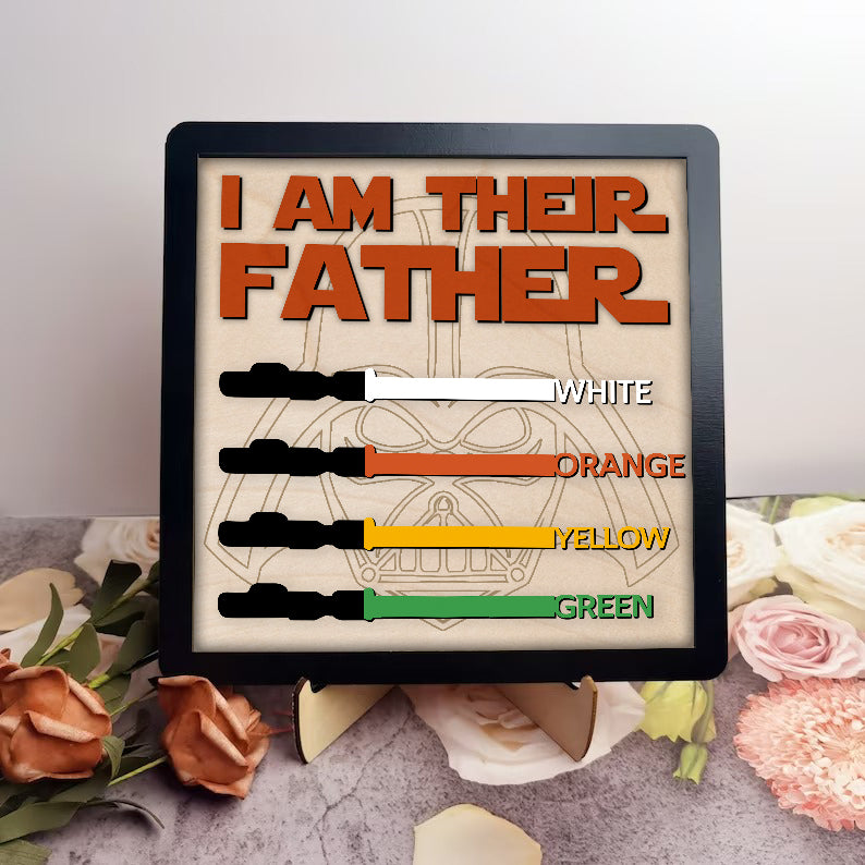 litzzy Unique Lightsaber Gift for Dad: I Am Their Father Sign, Father's Day Gift 2023, Father Wooden Handmade Sign Custom Wooden Sign   