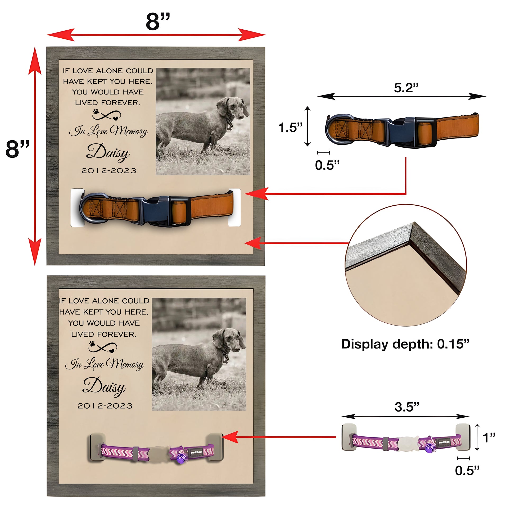 litzzy Puppy Memorial Wood Frame With Collar Holder Dog Loss Gift Dog Bereavement Gift Dog Memorial Gifts Pet Loss Gifts Pet Sympathy Gift Pet Picture Frame   