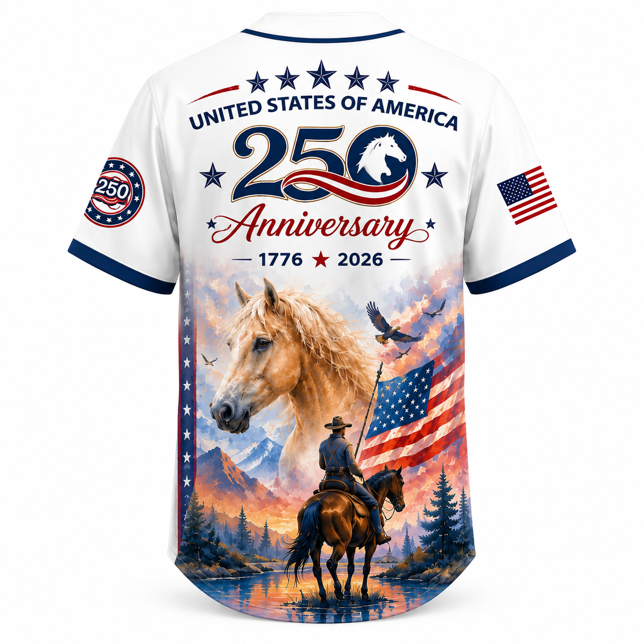 USA 250 Anniversary Horse Cavalry American Flag - Personalized Baseball Jersey - Gift For Patriots - image 7