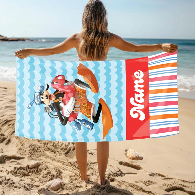 Magic Mouse And Friends - Summer Vibe - Personalized Beach Towel - Gift For Fan Movies - image 5