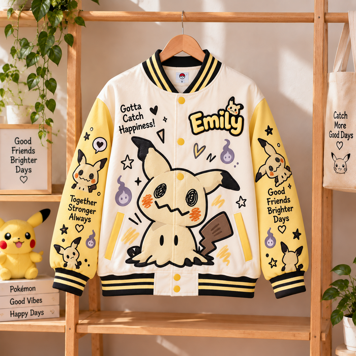 PoMo Catch Happiness - Personalized Varsity Jacket - Gift For Movie Fans DN0310260213