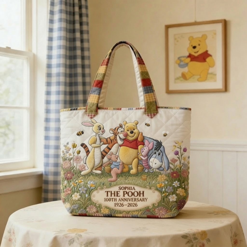 DSNY Honey Bear Celebrate Our 100th Anniversary - Personalized Quilted Tote Bag  - Gift For Movie Fans HH01