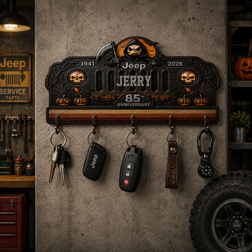 Jeep Grim Reaper Halloween 85th Anniversary Personalized Wooden Key Holder-DN2808261105