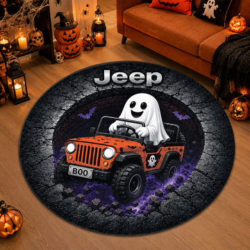 Jeep Halloween Ghost 3D Illusion Round Rug-DN2808261040