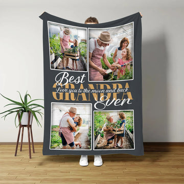 litzzy Custom Photo Blanket, Best Dad Ever Blanket, Grandpa Blanket Daddy Blanket, Father's Day Blanket for Dad, Best Gift Ideas For Fathers, Gift for Him Fleece Blanket   