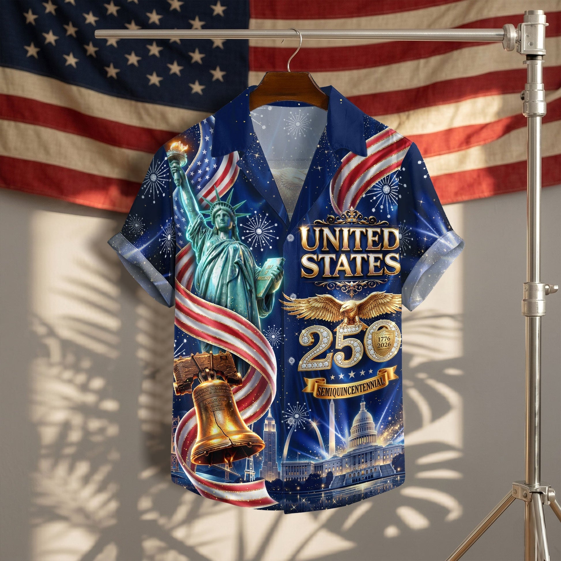 United States 250 Years Eagle Liberty Bell Hawaiian Shirt - Patriotic Gift For Him HN02