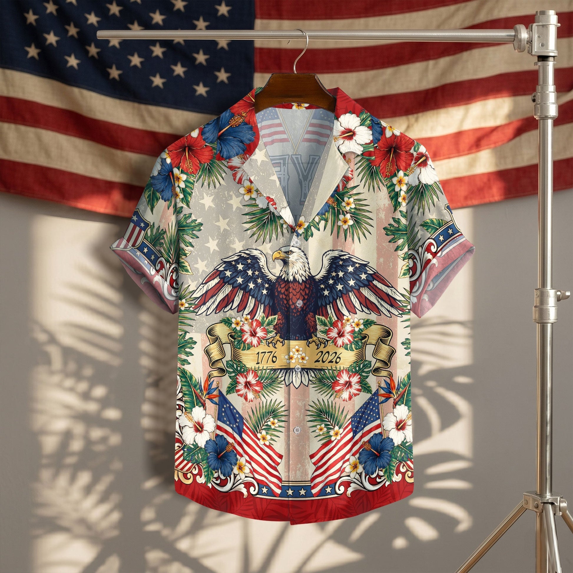 250 Years Of America 1776 2026 Vintage Eagle Hawaiian Shirt - Patriotic Gift For Him HN02