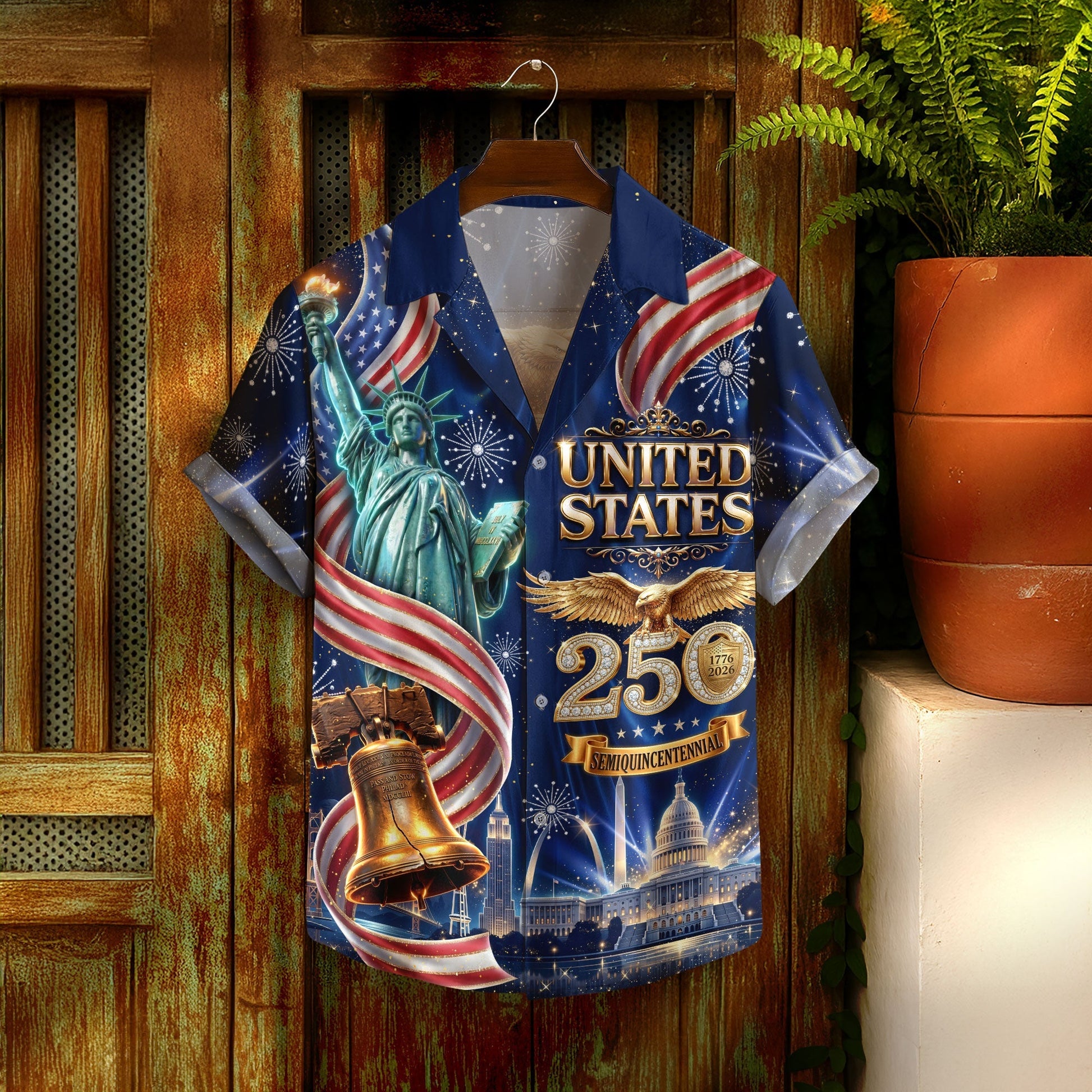 United States 250 Years Eagle Liberty Bell Hawaiian Shirt - Patriotic Gift For Him HN02
