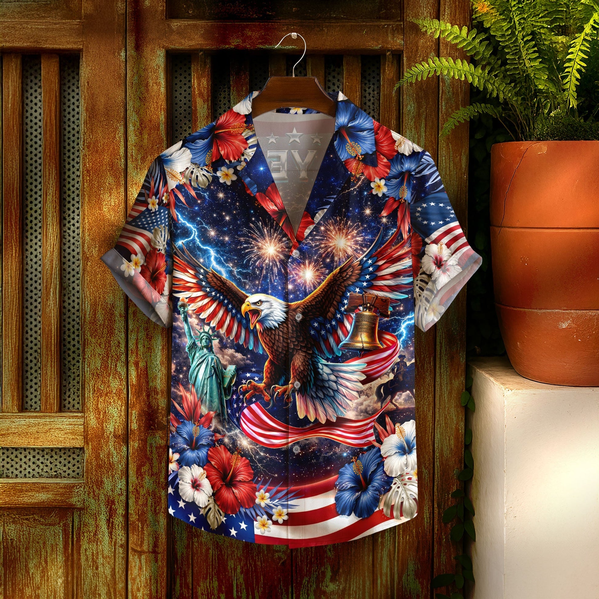 250 Years 1776 2026 Eagle Liberty Bell Hawaiian Shirt - Patriotic Gift For Him HN02