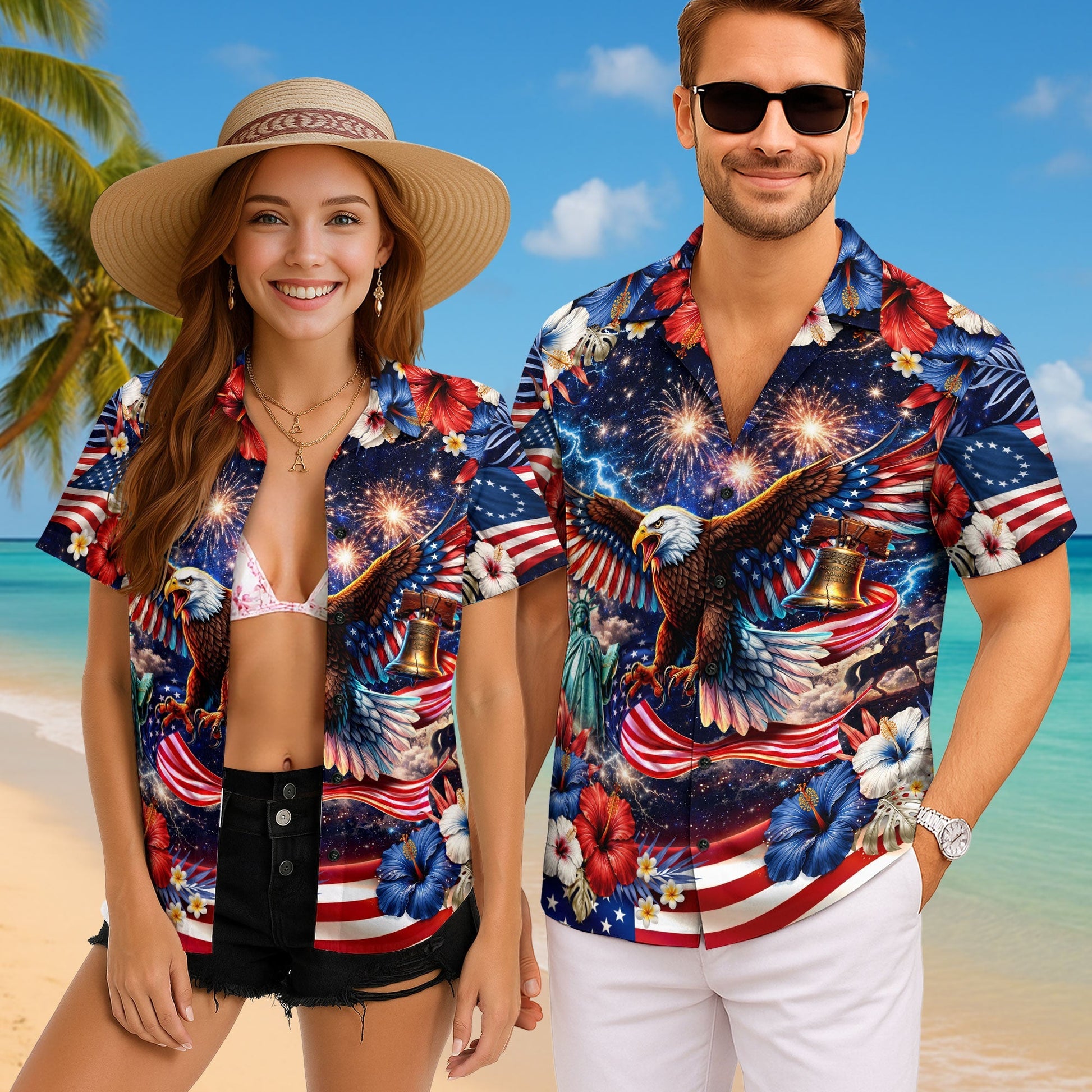 250 Years 1776 2026 Eagle Liberty Bell Hawaiian Shirt - Patriotic Gift For Him HN02