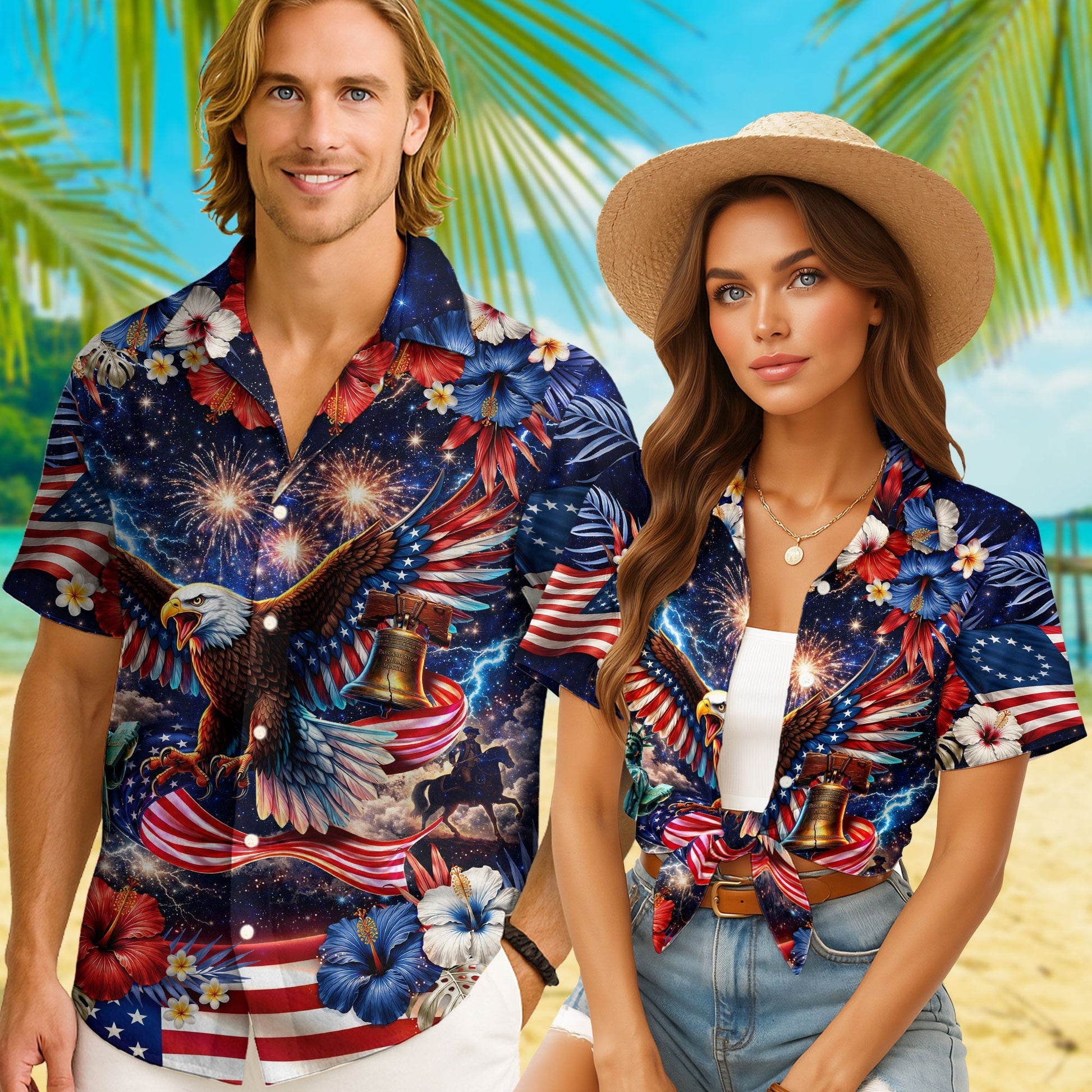 250 Years 1776 2026 Eagle Liberty Bell Hawaiian Shirt - Patriotic Gift For Him HN02