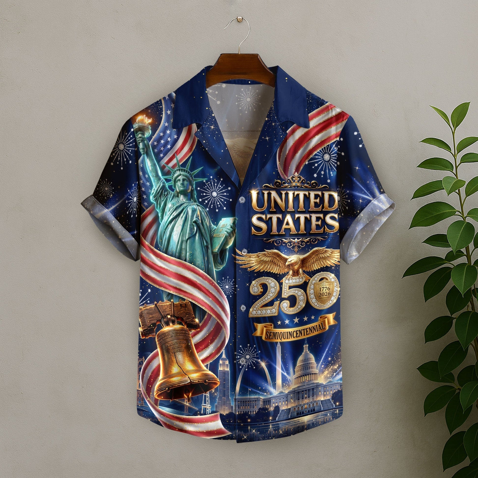 United States 250 Years Eagle Liberty Bell Hawaiian Shirt - Patriotic Gift For Him HN02