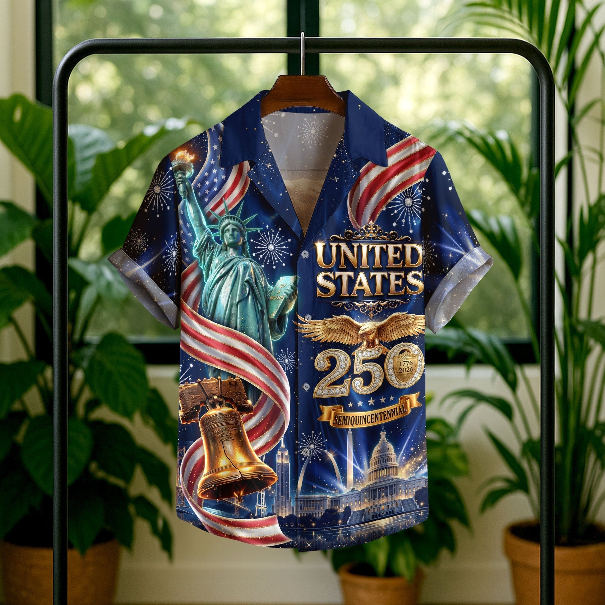 United States 250 Years Eagle Liberty Bell Hawaiian Shirt - Patriotic Gift For Him HN02