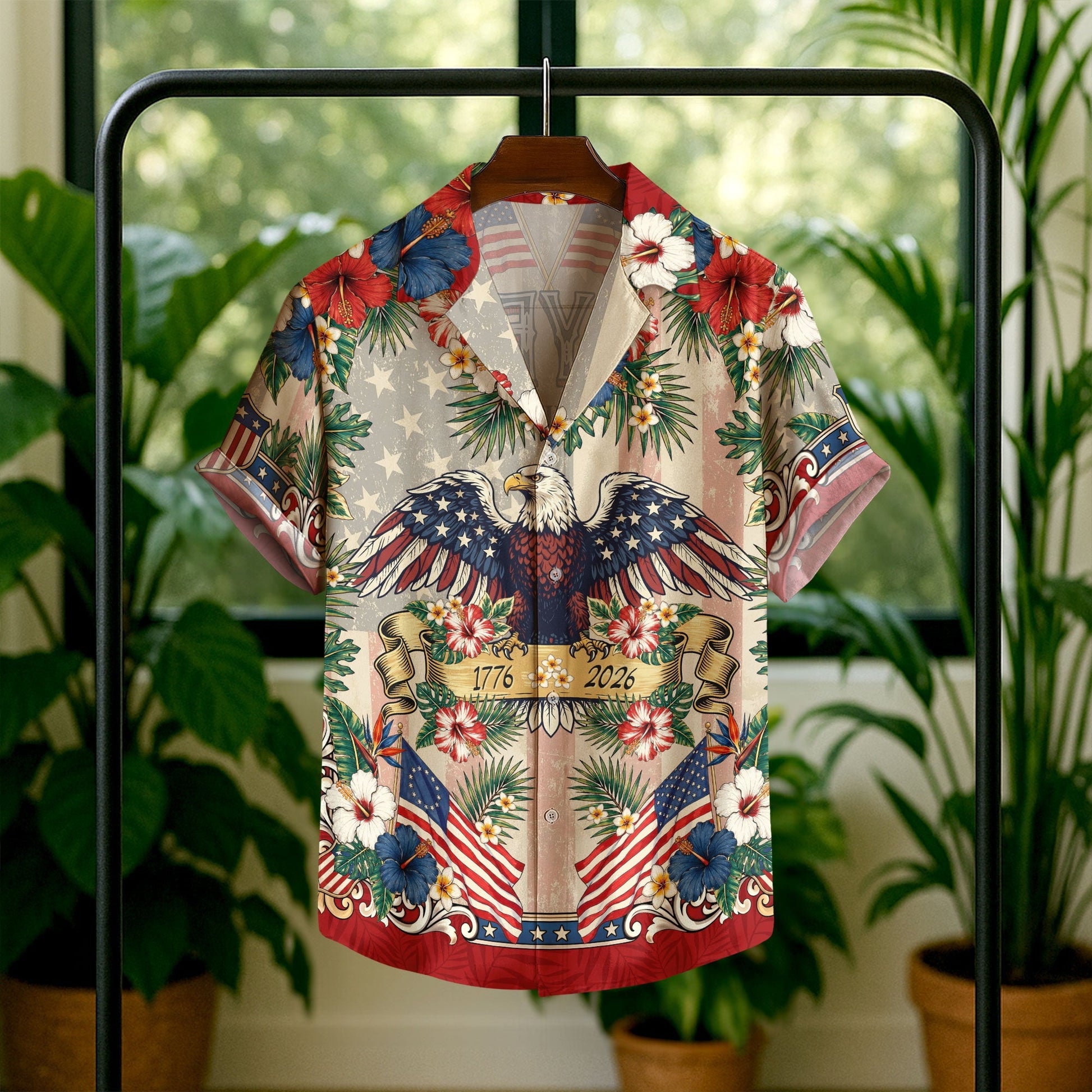 250 Years Of America 1776 2026 Vintage Eagle Hawaiian Shirt - Patriotic Gift For Him HN02