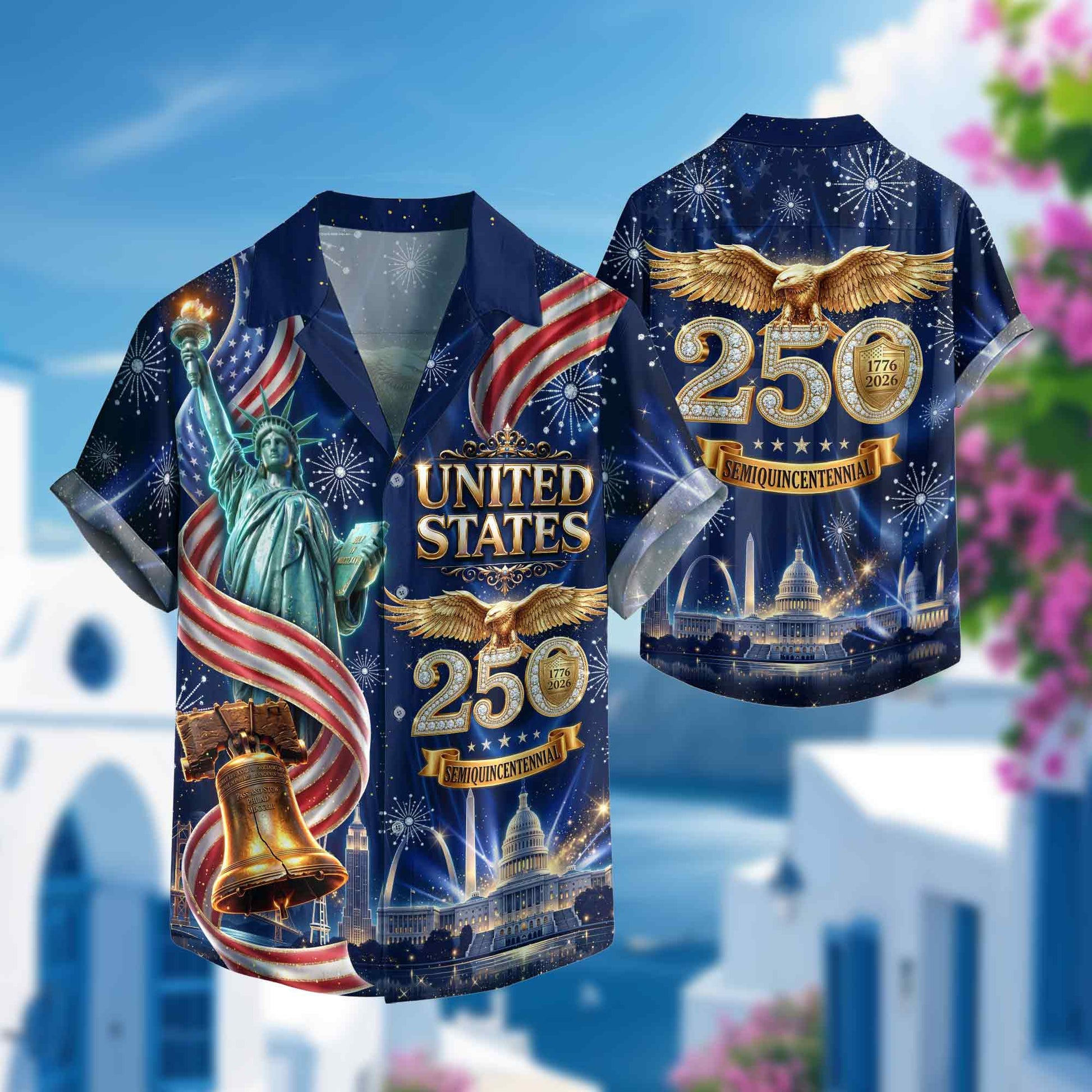 United States 250 Years Eagle Liberty Bell Hawaiian Shirt - Patriotic Gift For Him HN02
