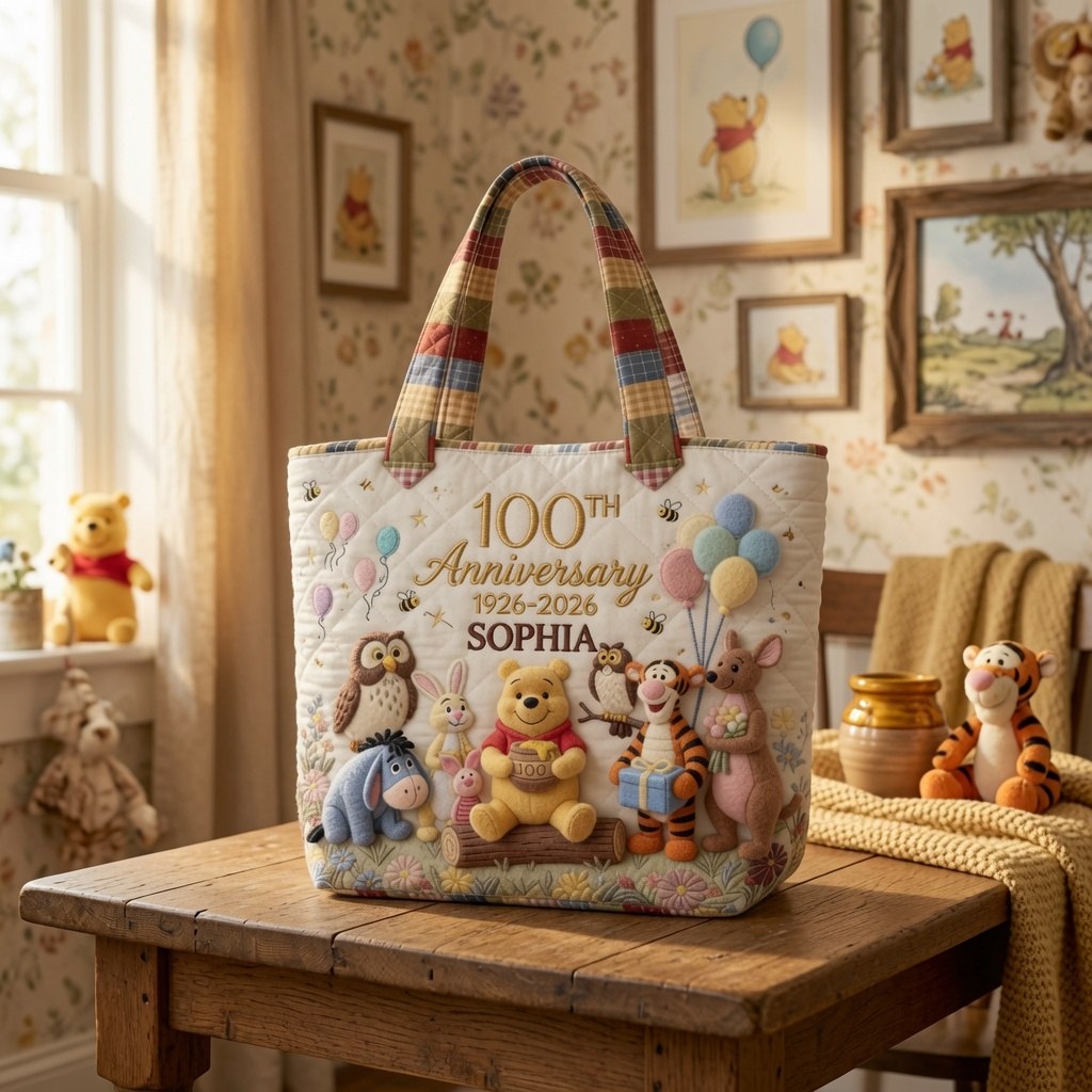 Honey Bear Celebrate 100 Years Of Friendship - Personalized Quilted Tote Bag - NSK10051 - image 3