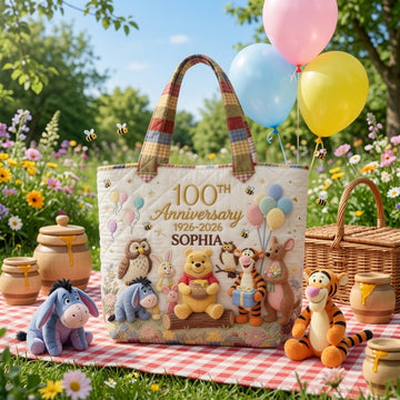 Honey Bear Celebrate 100 Years Of Friendship - Personalized Quilted Tote Bag - NSK10051 - image 2