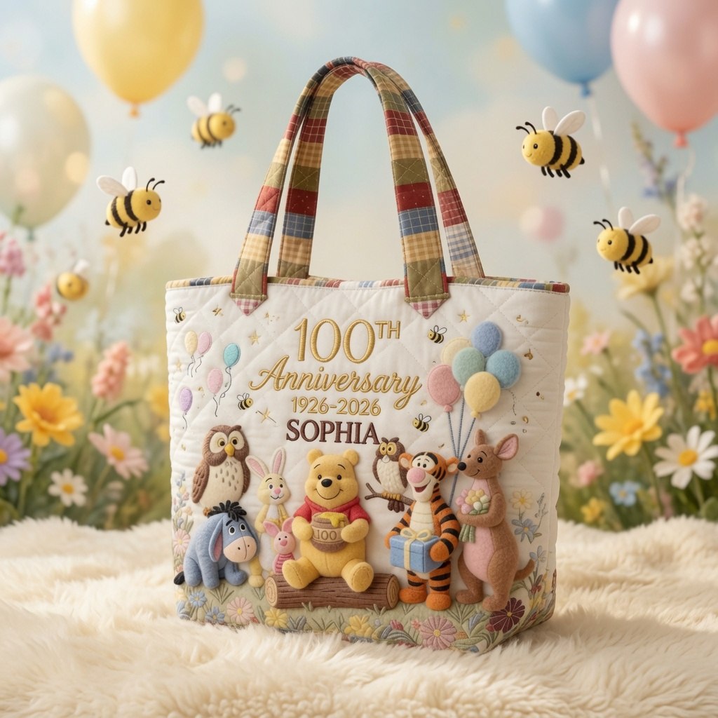 Honey Bear Celebrate 100 Years Of Friendship - Personalized Quilted Tote Bag - NSK10051 - image 5
