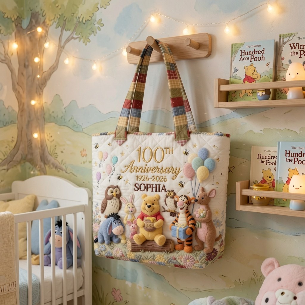 Honey Bear Celebrate 100 Years Of Friendship - Personalized Quilted Tote Bag - NSK10051 - image 4