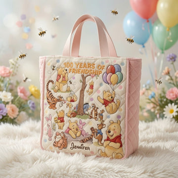 Honey Bear Celebrate 100 Years Of Friendship - Personalized Quilted Tote Bag - NSK10052 - image 2