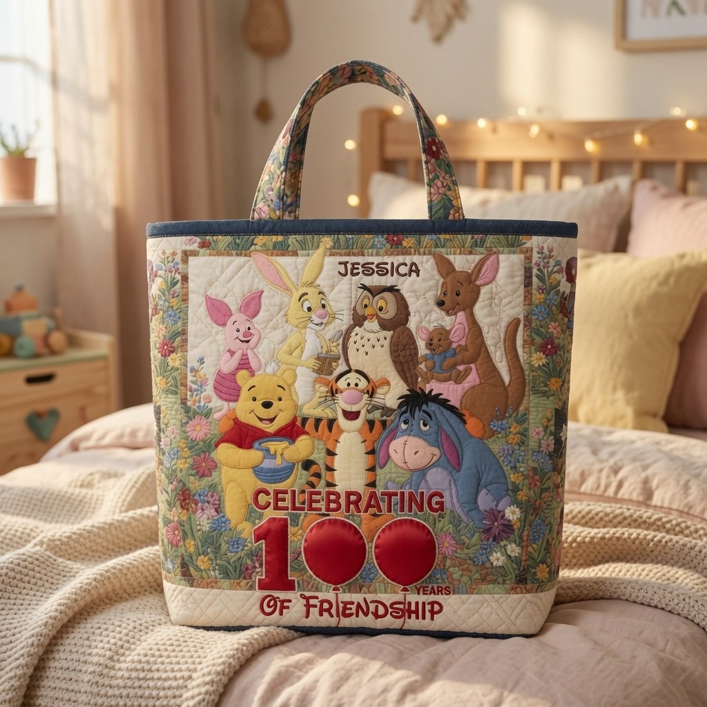 Honey Bear Celebrate 100 Years Of Friendship - Personalized Quilted Tote Bag - NSK10058 - image 4
