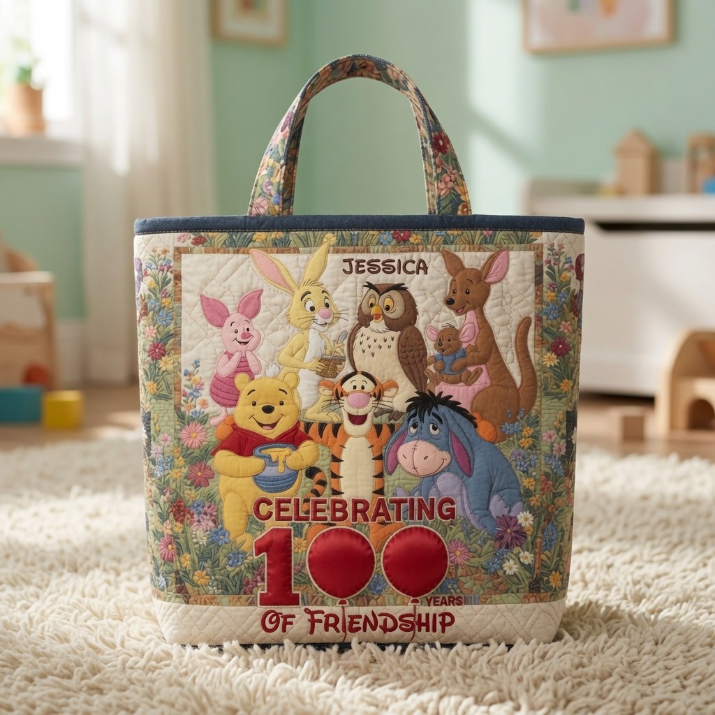 Honey Bear Celebrate 100 Years Of Friendship - Personalized Quilted Tote Bag - NSK10058 - image 3