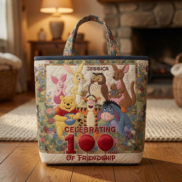 Honey Bear Celebrate 100 Years Of Friendship - Personalized Quilted Tote Bag - NSK10058 - image 2