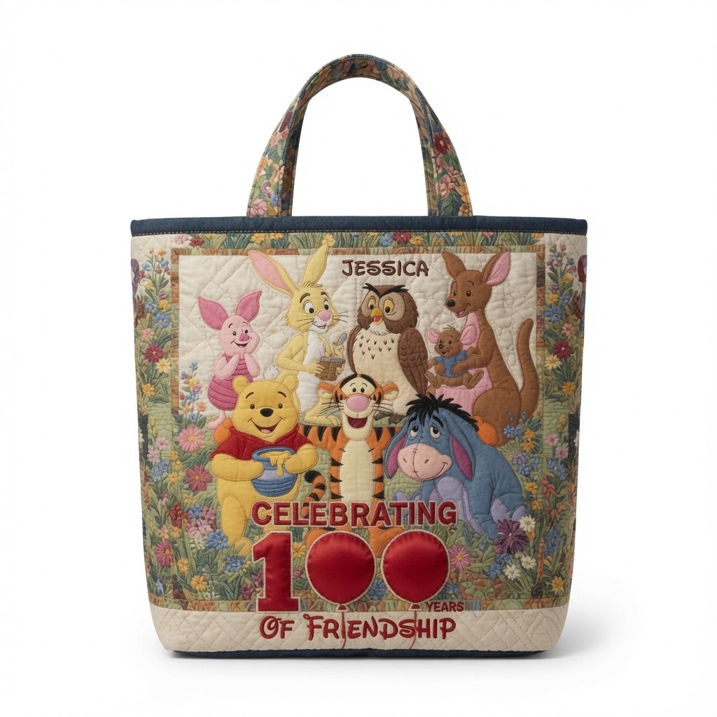 Honey Bear Celebrate 100 Years Of Friendship - Personalized Quilted Tote Bag - NSK10058 - image 5
