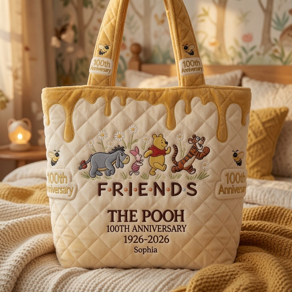Honey Bear Celebrate 100 Years Of Friendship - Personalized Quilted Tote Bag - NSK10061 - image 4