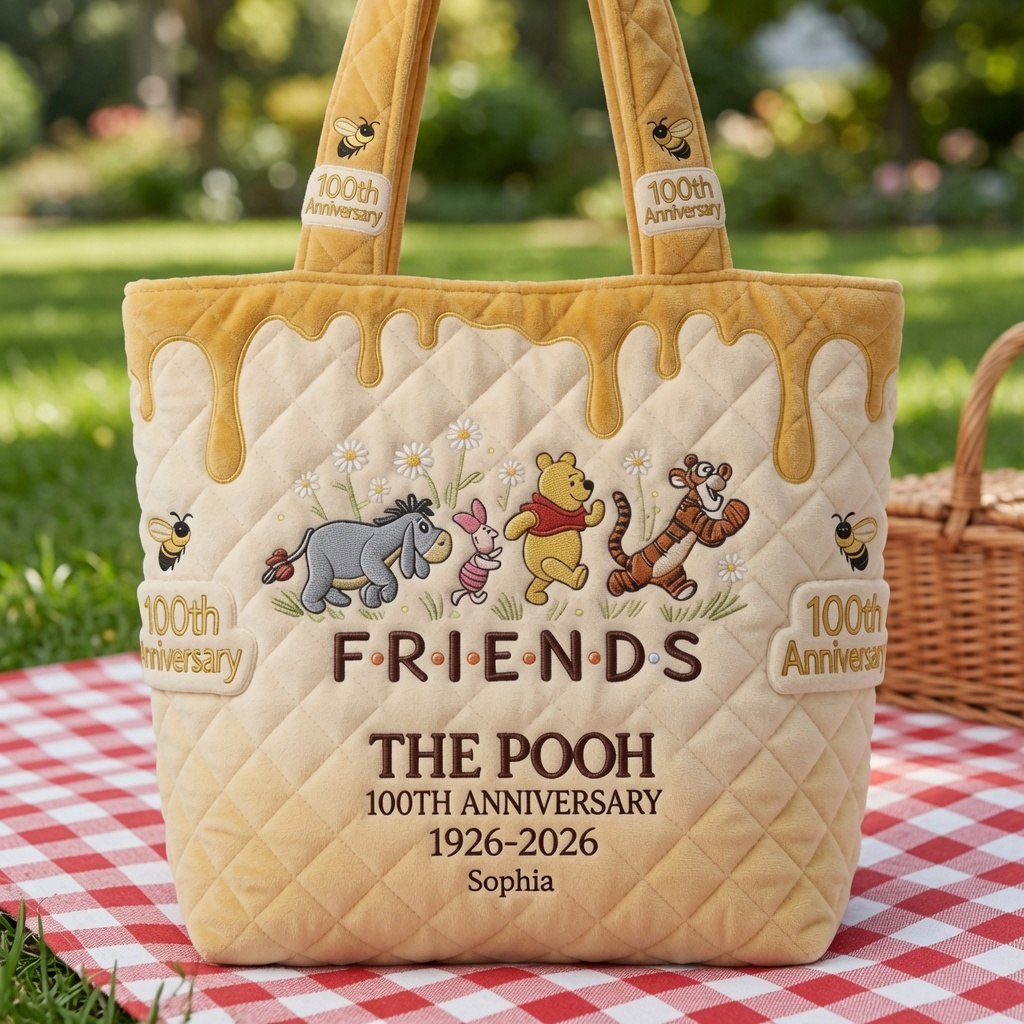 Honey Bear Celebrate 100 Years Of Friendship - Personalized Quilted Tote Bag - NSK10061 - image 3