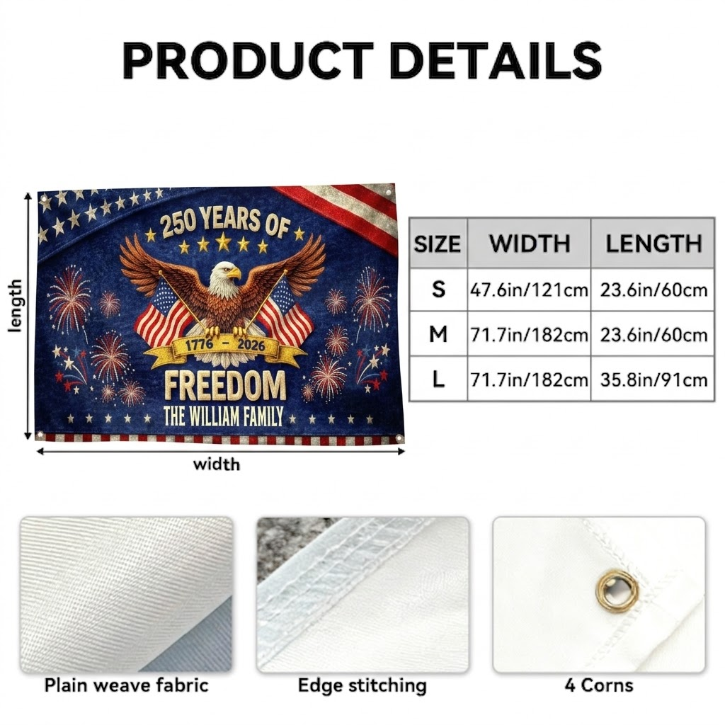 God Bless America Celebrating 250 Years Of Freedom - Personalized Outdoor Banner - Gift For Patriotic Family VD01 