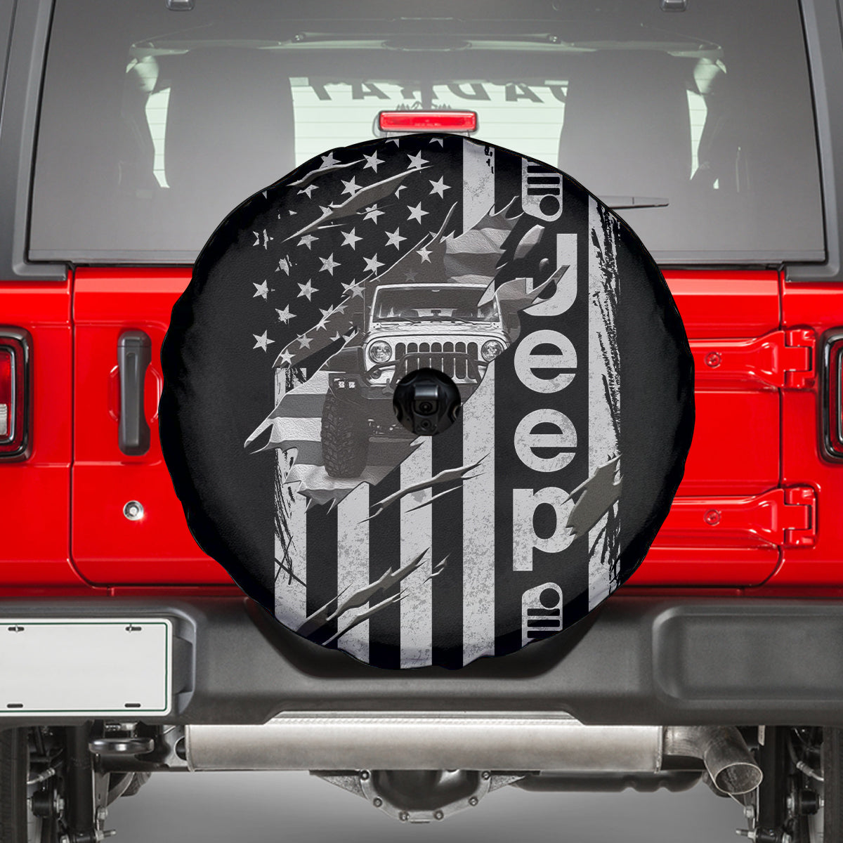 Jeep Spare Tire Cover - Scratch American Flag Jeep Spare Tire Cover - image 4