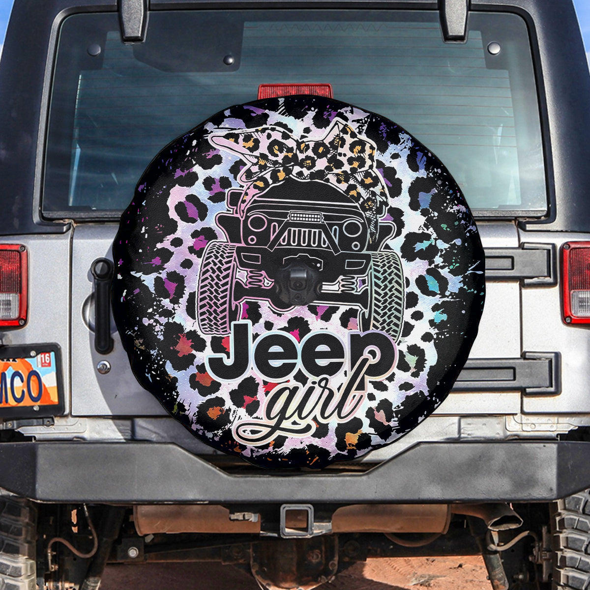 Jeep Girl Pink Black Leopard Pattern Spare Tire Cover LT11 - image 5