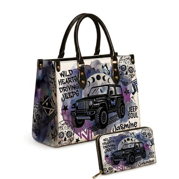 Wild Hearts Driving Jeep Personalized Leather Bag + Free Wallet TN2407261354