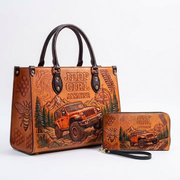 Jeep & Bee Personalized Leather Bag + Free Wallet TN2407261405