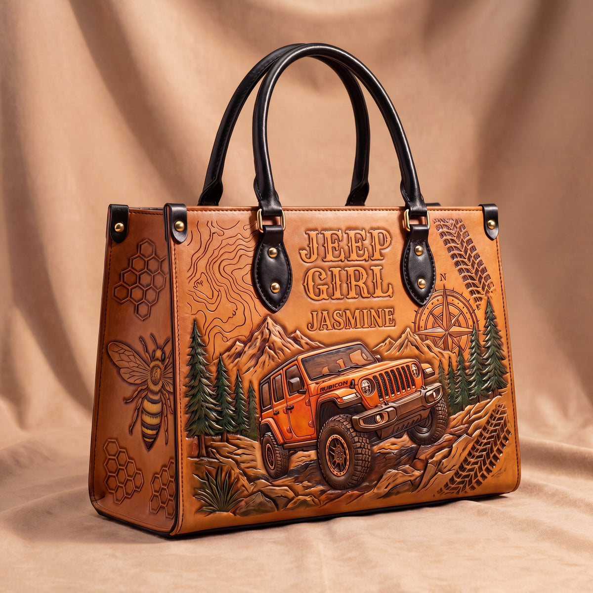 Jeep & Bee Personalized Leather Bag + Free Wallet TN2407261405